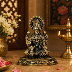 Shree Kamala Seated Prosperity Brass Lakshmi Idol