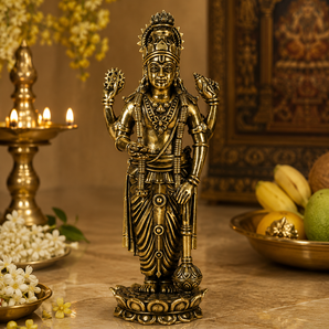 Padmanabha Vishnu Lotus Standing Brass Idol