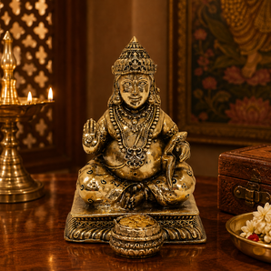 Dhanadhipati Kuber Prosperity Guardian Brass Idol