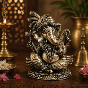 Pagdi Ganesha Royal Turban Brass Idol