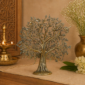 Kalpavriksha Sacred Growth Brass Tree of Life Sculpture