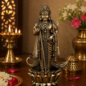 Padma Kartikeya Lotus-Seated Murugan Brass Idol