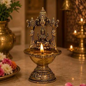 Sri Balaji Lakshmi Sacred Prosperity Brass Diya
