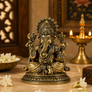 Modakpriya Chaturbhuja Brass Ganesha Idol