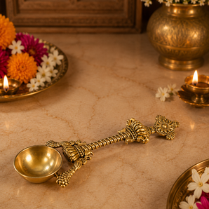 Pavitra Jyot Sacred Brass Aarti Offering Spoon