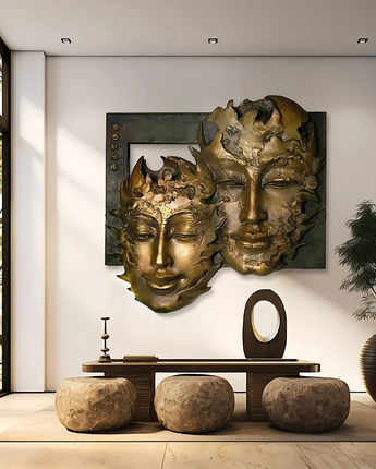 Couple Face Wall Hanging Sculpture – Indian Heritage Art