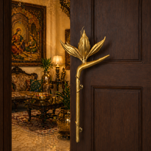 Grand Lotus Architectural Brass Door Handle