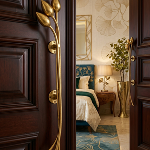 Pushpakalika Floral Bud Sculptural Brass Door Handle