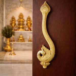 Mayurika Elegant Peacock Brass Door Handle