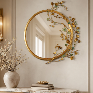Floréa Botanical Sculptural Brass Bloom Mirror