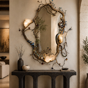 Ophira Serpentine Fluid Sculptural Brass Mirror