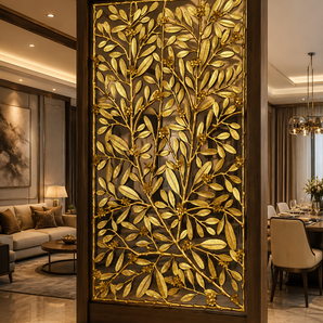 Vriksha Symphony Brass Wall Art | Birds on Branch Sculptural Panel