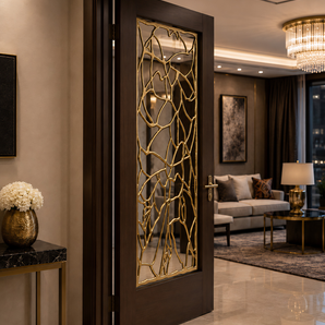 Vitra Vein Brass Door Jali | Organic Architectural Statement Panel
