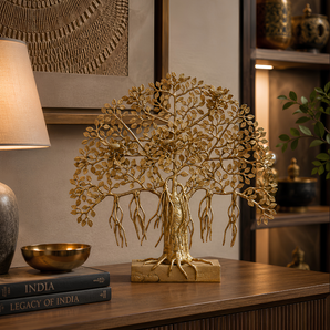 Bodhi Aura Brass Sculpture | Sacred Wisdom Tree Décor