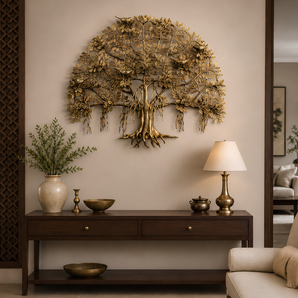 Kalpataru Brass Wall Sculpture | Sacred Banyan Tree of Abundance