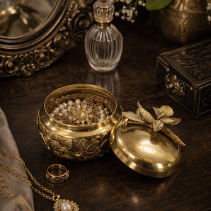 Vriksha Leaf Elevated Botanical Brass Bowl