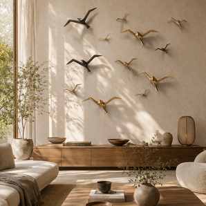 Custom Brass Flying Birds Wall Art | Bespoke Luxury Metal Installation