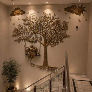 Custom Tree of Life Couple Wall Installation | Bespoke Brass Sculptural Feature