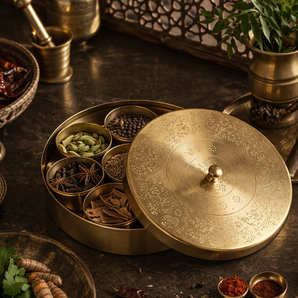Rasoi Heritage Brass Masala Box Casket