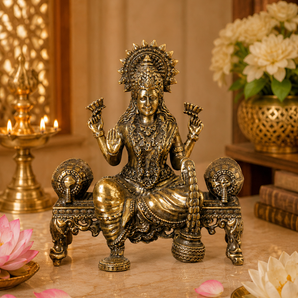 Rajya Lakshmi Divine Singhasan Brass Sculpture